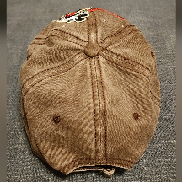 Brown Cap with Red + Silver Stars Mickey Mouse Hat, OOAK Upcycled - Picture 5 of 7